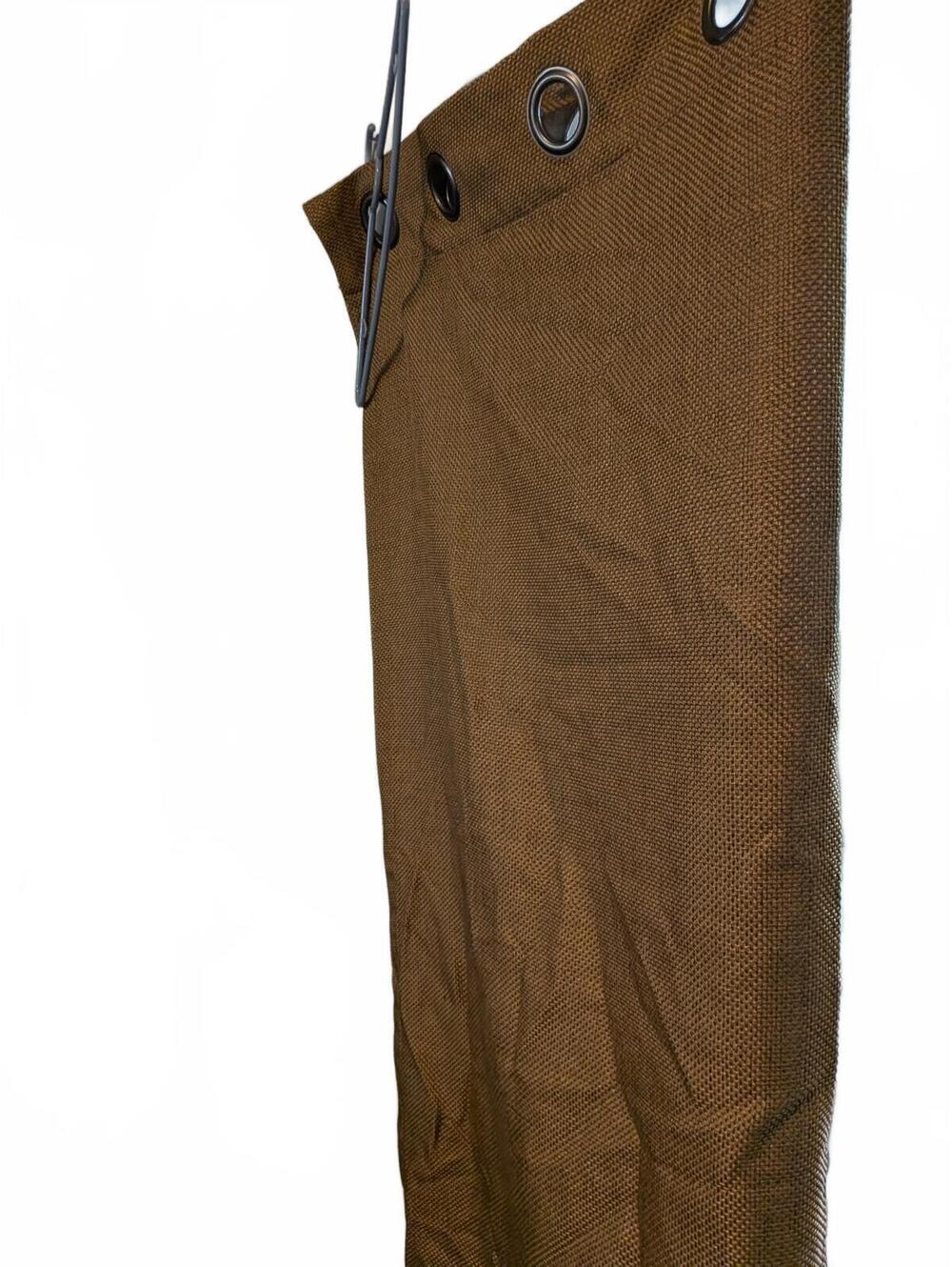THREE Brown Textured Curtain Panel with Grommets